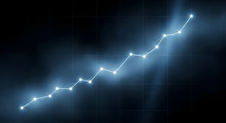 Abstract blue background with stock market growth chart and financial profit arrows