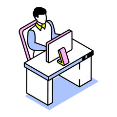 An isometric style icon representing hard working