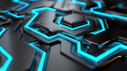 Abstract futuristic digital circuit board with neon blue lines - Powered by Adobe
