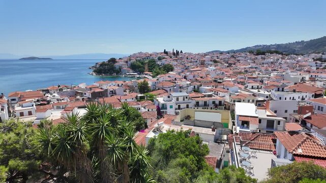 Amazing Panorama of Skiathos Town, Sporades, Thessaly, Greece