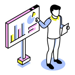 An isometric style icon showing business development