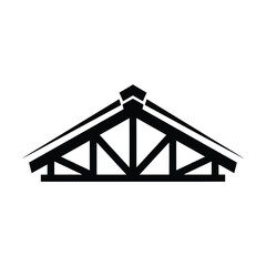 Black silhouette of a triangular roof truss structure