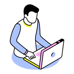 An isometric style icon representing working