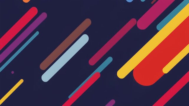 Abstract background with colorful diagonal lines and shapes in a flat minimalist vector style, featuring a vivid non-pastel color palette and sharp contrast