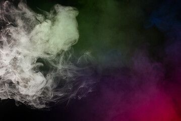 White steam on a black background.