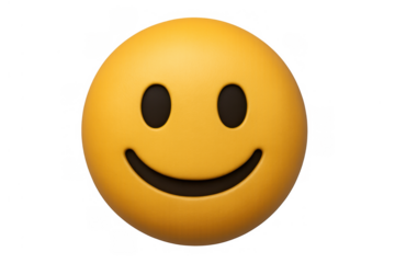 Yellow smiling emoji face representing happiness, positive feeling, and good mood on transparent background