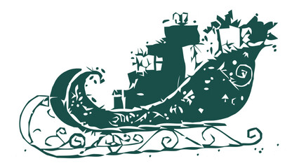 Fototapeta premium Enchanting Christmas Sleigh Filled with Gifts, Delivering Holiday Cheer for Festive Season Designs and Celebratory Projects, Perfect for Winter Holidays