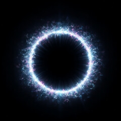 Obraz premium Bright blue and purple glowing energy ring