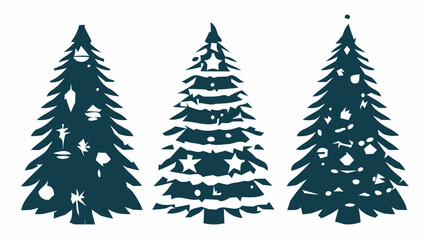 Obraz premium Festive Christmas trees evoke holiday cheer, perfect for seasonal designs, greeting cards, and winter promotions. Vector graphic with classic evergreen shapes.