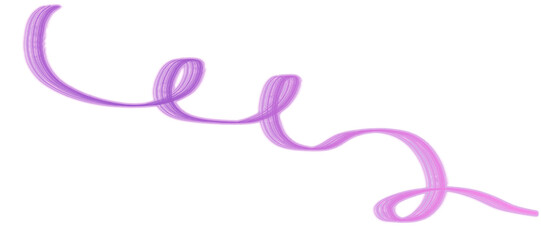 Whimsical purple ribbon gracefully twirls, creating a playful and elegant design isolated on transparent background