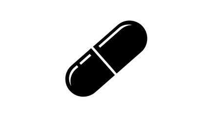 Black and White Pill Capsule Illustration for Medical Purposes.
