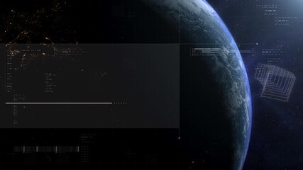 Earth with futuristic HUD scanning interface against a deep space starfield, creating a cinematic aerospace, surveillance, and sci-fi exploration atmosphere - Powered by Adobe
