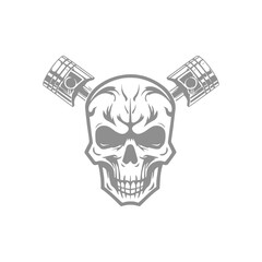 Mechanic Skull Emblem with Wrenches and Chain Design Illustration