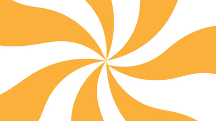 Vibrant Orange & White Sunburst Background With Dynamic Swirling Radial Wave Pattern. Psychedelic Retro Pop Art Design for simple Energetic Layouts, Marketing Banners, & Comic Graphics look.