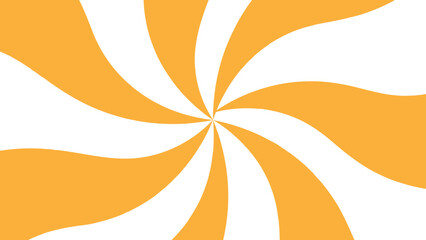 Vibrant Orange & White Sunburst Background With Dynamic Swirling Radial Wave Pattern. Psychedelic Retro Pop Art Design for simple Energetic Layouts, Marketing Banners, & Comic Graphics look.