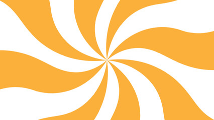 Vibrant Orange & White Sunburst Background With Dynamic Swirling Radial Wave Pattern. Psychedelic Retro Pop Art Design for best Energetic Layouts, Marketing Banners, & Comic Graphics styles.