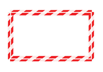 Fototapeta premium Red and white striped rectangular border design on a plain white background creating a frame for content