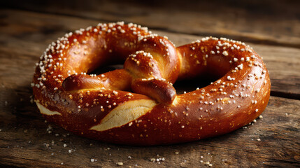 freshly baked salted pretzel on isolated background