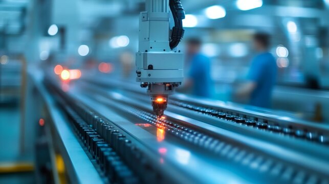 Modern production with automated processes demonstrates technological progress — a suitable backdrop for presentations of innovations or industrial achievements.