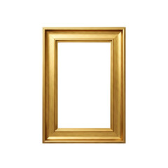 Ornate gold picture frame isolated on transparent background