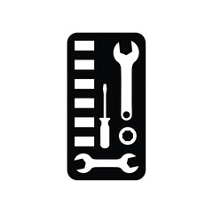 Black silhouette of tools on white background wrench