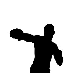 Boxer Throwing Punch Silhouette Vector Illustration