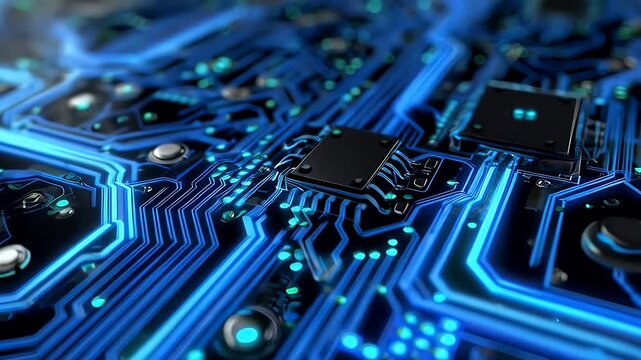 Electronic circuit board digital technology close up
