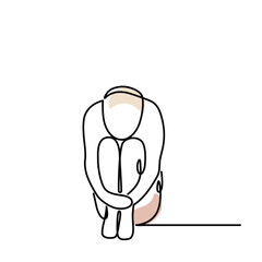 Crouching Man one line drawing. Crouching Man single line illustration. Crouching Man minimalist line art. Crouching Man vector art