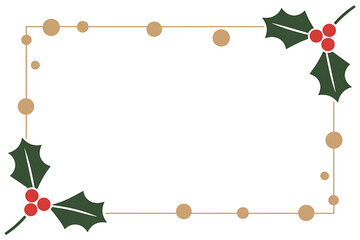 Holly berry frame isolated on transparent background, perfect for christmas cards or invites