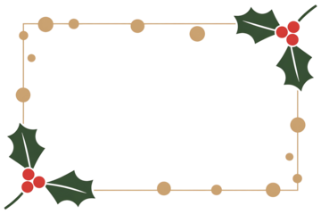 Holly berry frame isolated on transparent background, perfect for christmas cards or invites