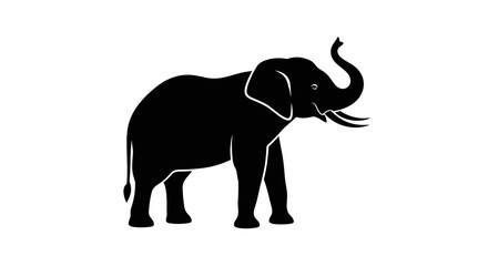 Majestic Elephant Silhouette with Trunk Raised in Celebration.