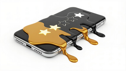 Melting smartphone case with gold and black dripping liquid design