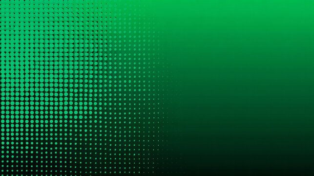 Abstract background features a gradient transition from dark to bright green with a pattern of descending dots on the left side.