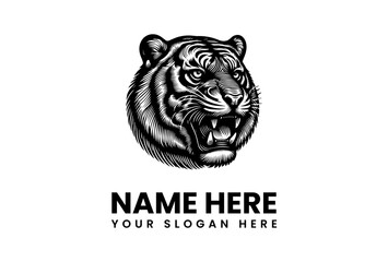 Tiger Head Logo Vector Illustration - Fierce Animal Graphic Design