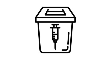 Medical Waste Disposal Syringe in Sharps Container Illustration.