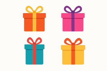 Fototapeta premium Colorful Gift Box Icon Set | Flat Present Vector Pack