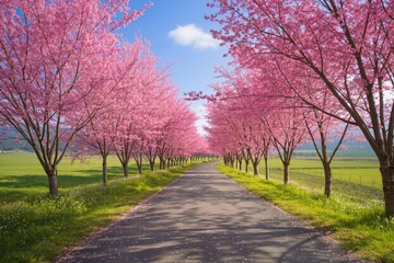 Tranquil spring morning filled with blossoming charm and serenity