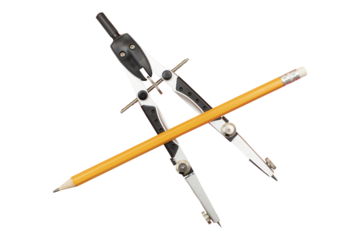 Compass and pencil isolated