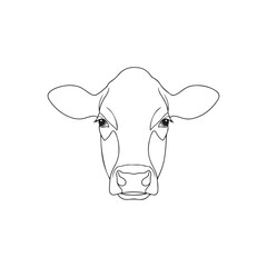 Black angus cow face outline vector flat illustration design