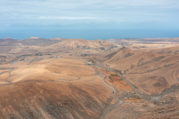 Fototapeta premium Aerial View of Terraced Fields in Mal Paso Ravine, Fuerteventura