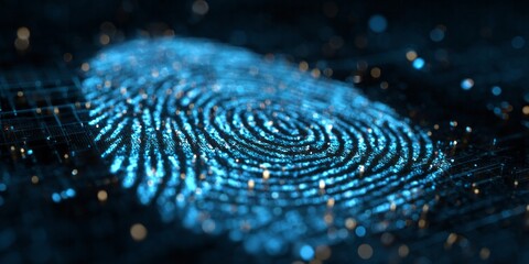 Digital representation of a glowing biometric scan highlights personal identity verification technology