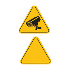 Yellow triangular CCTV warning sign with a surveillance camera icon. Perfect for security notices, monitored areas, restricted zones, and safety communication materials