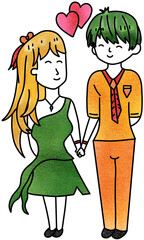 girl and boy with heart