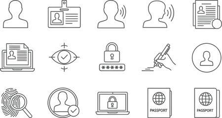 Digital identity, data security, and user management icons pack