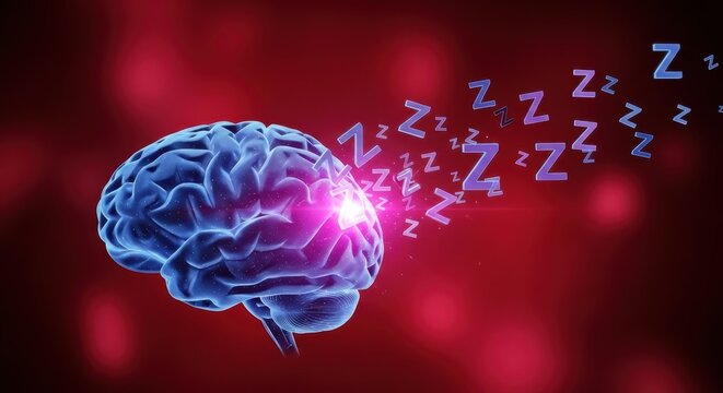 Brain sleep dream neuroscience rest - visual depicting a sleeping brain with zzz symbols conveying calm restorative sleep and cognitive recovery