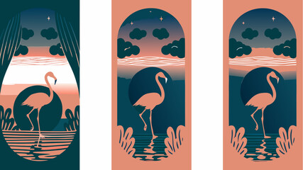 Elegant flamingo art prints for modern home decor, stunning tropical bird illustrations, vibrant nature scenes, unique wall art, creative design elements