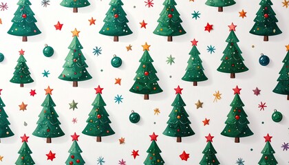 Whimsical Christmas Tree Pattern Seamless Festive Holiday Design.