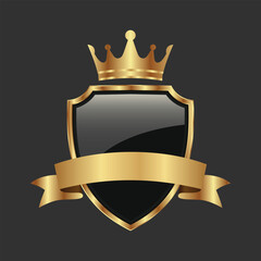 Black Gold Royal Shield Vector