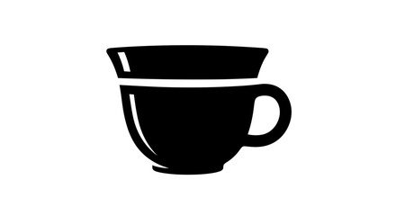 Elegant Black and White Coffee Cup Illustration.