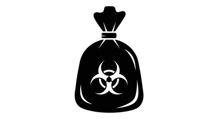 Black and White Biohazard Waste Bag Illustration.